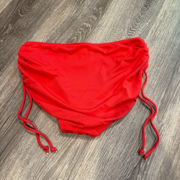 Red Ruched Bikini Bottom - Picture 2 of 4